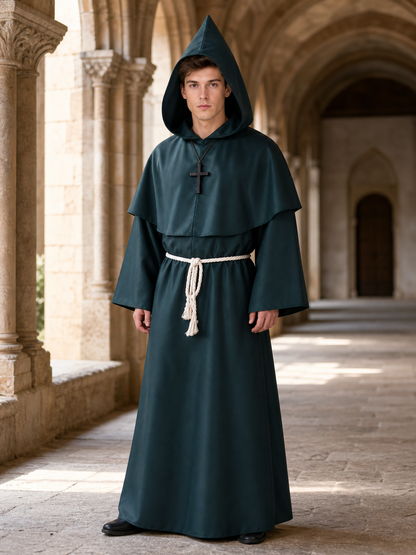 Medieval hooded costume robe for cosplay