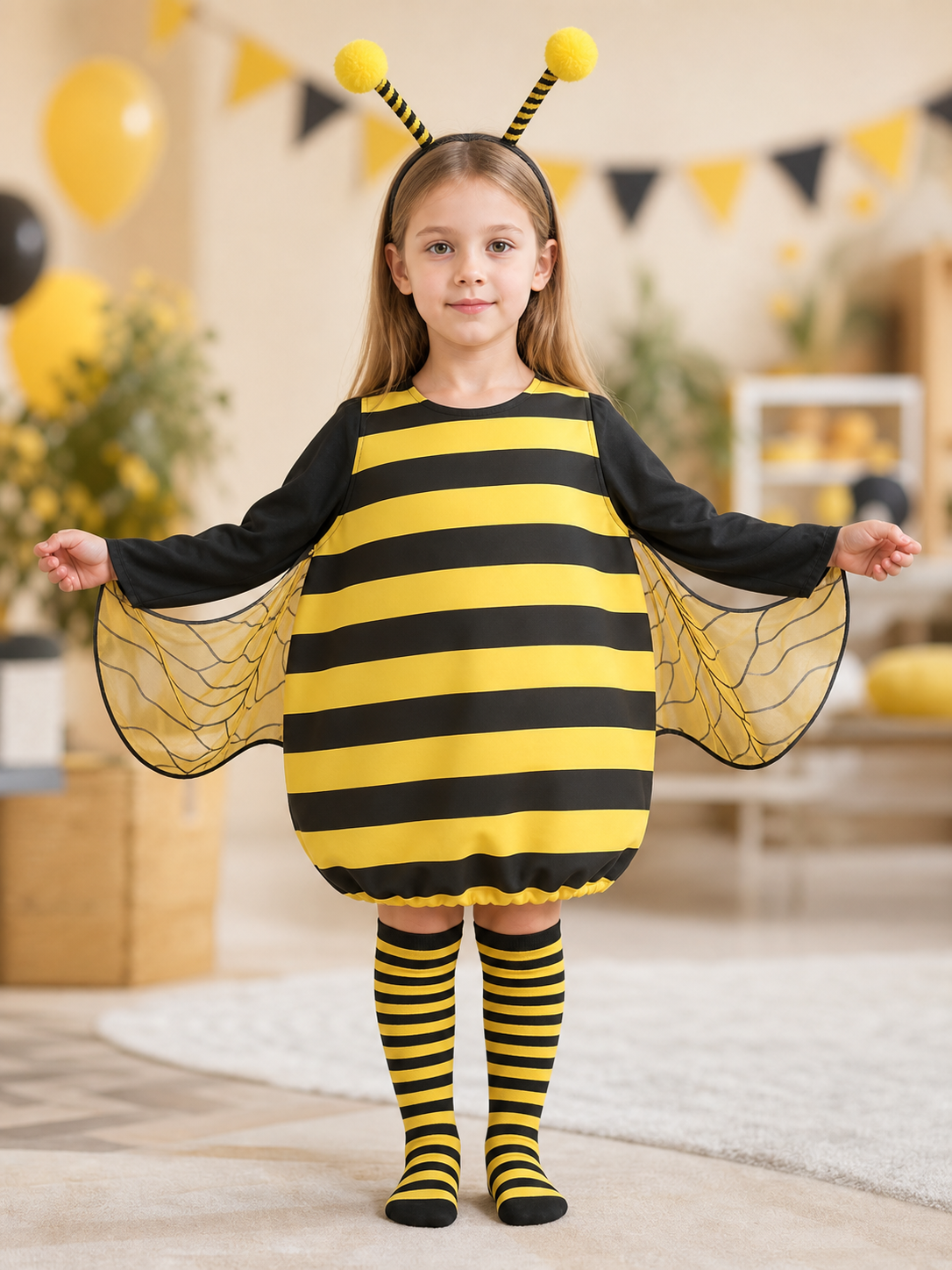 Striped Bee Costume with Wings
