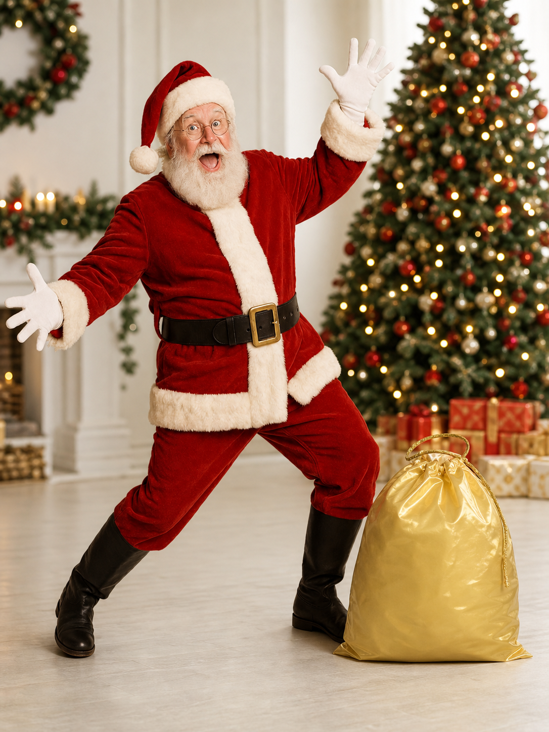 Gold Drawstring Gift Bag for Christmas