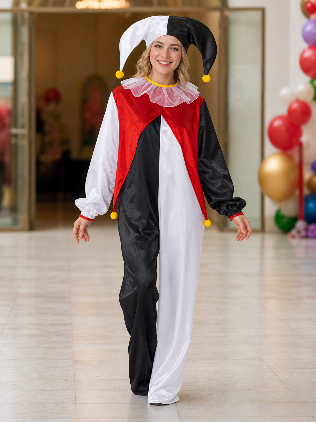 Clown Costume with Mask and Hat