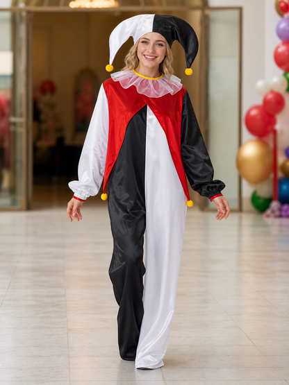 Clown Costume with Mask and Hat