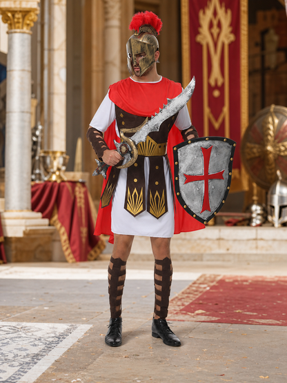 Roman warrior costume with shield and sword for cosplay