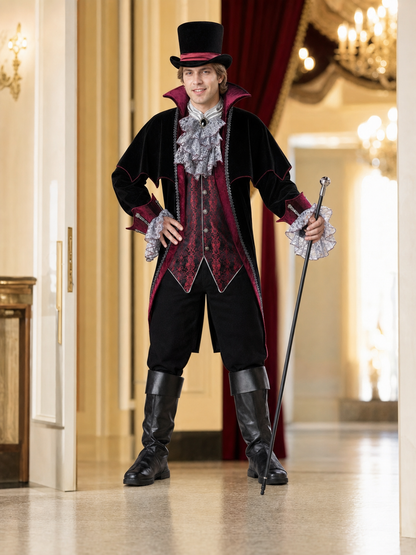 Gothic-Style Vampire Costume with Top Hat