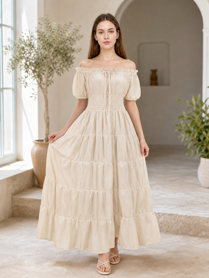 Tiered Long Dress in a Medieval Style