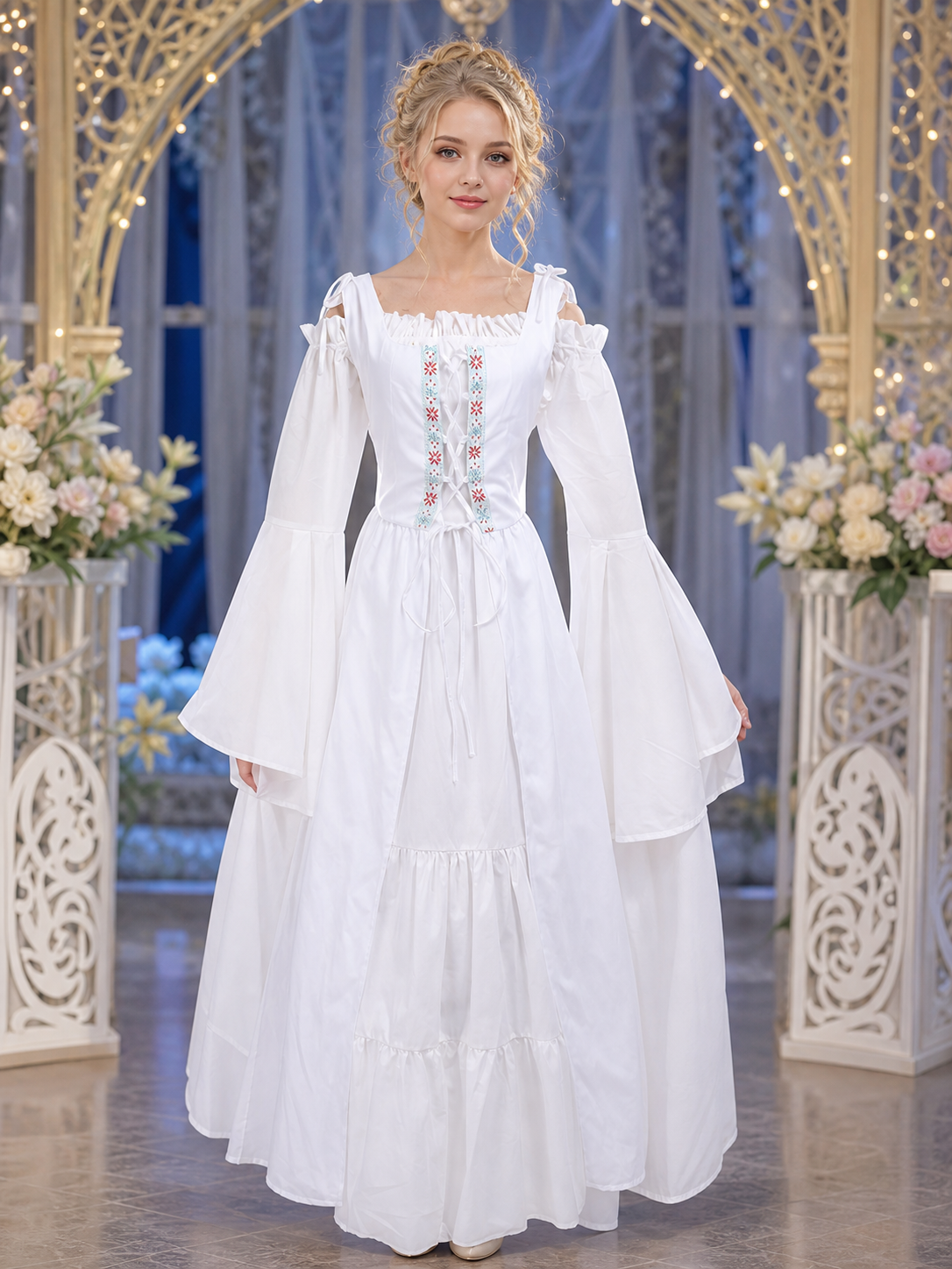 White Palace-Style Cosplay Costume with Corset Bodice