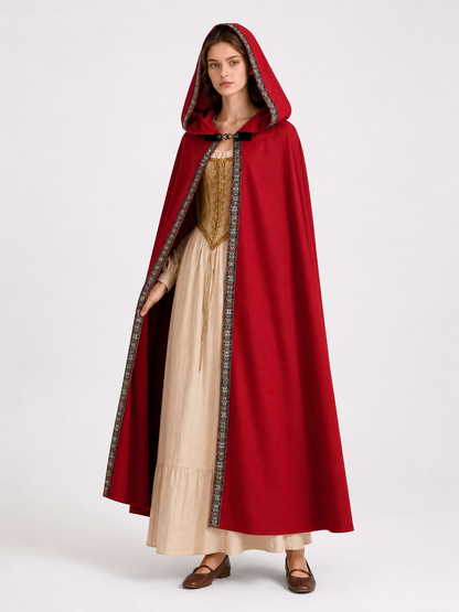 Red Hooded Carnival Cloak for Cosplay