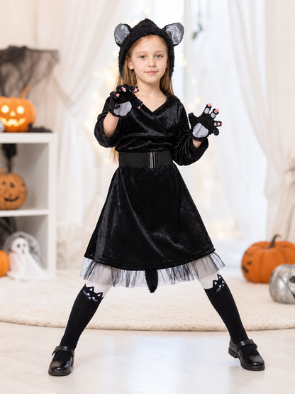 Black Cat Carnival Costume with Hood