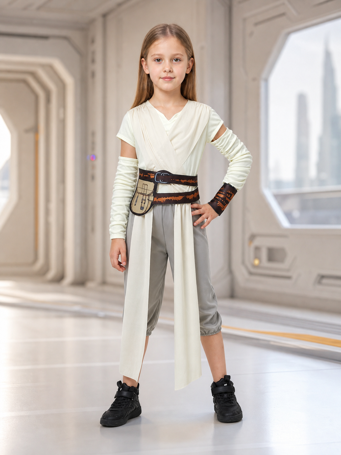 Girls' Rey Kids Costume from Star Wars lifestyle view 3