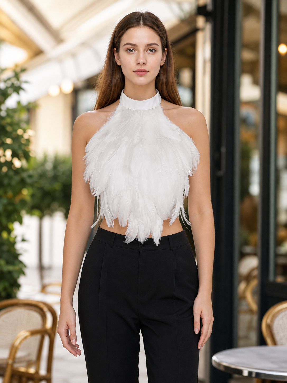 White Feather Dickey for Costumes and Performances