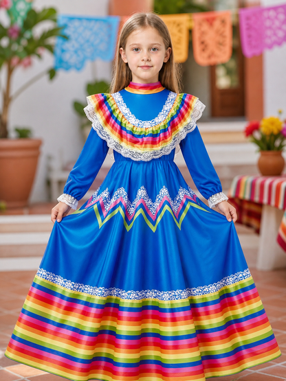 Costume dress with long sleeves, folk style