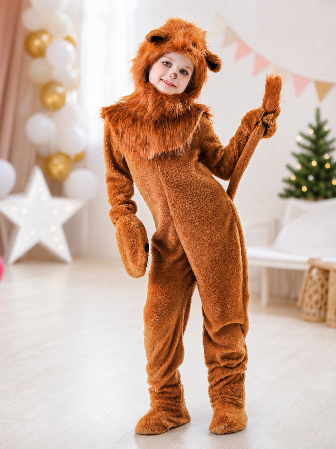 Kids' Lion Costume with Hood and Tail