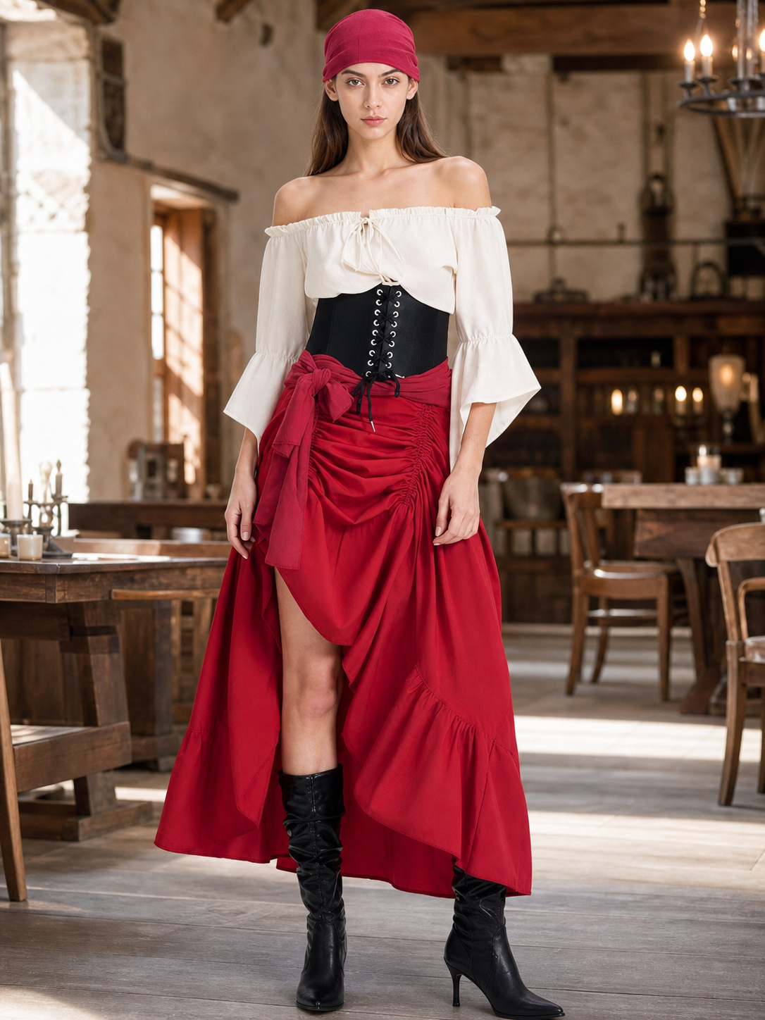 Pirate-style costume with corset
