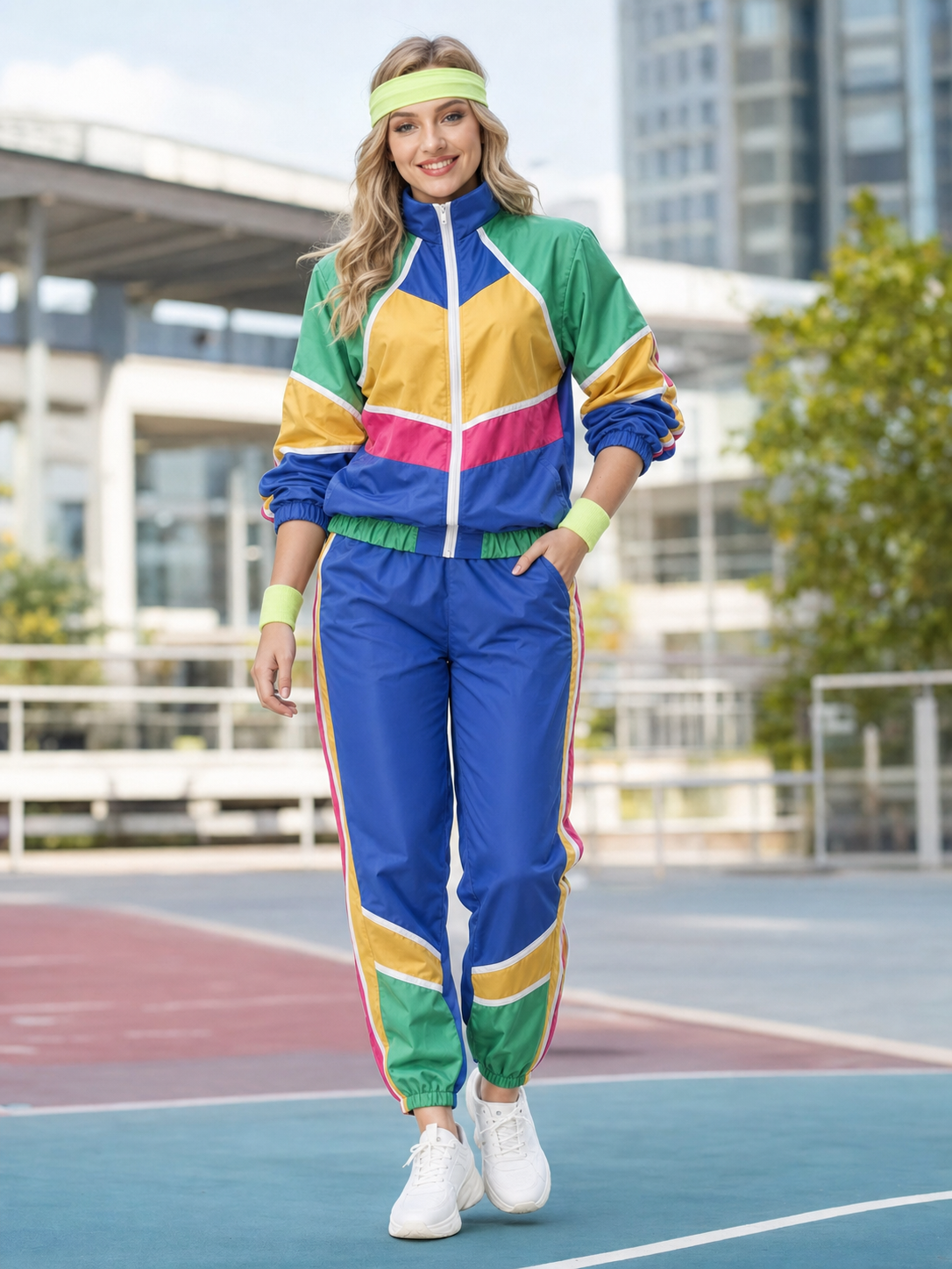 Retro 80s disco costume, sporty set