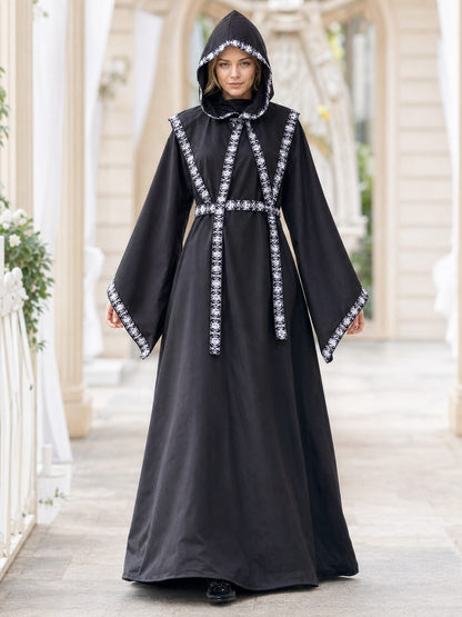 Carnival costume: long hooded robe with belt