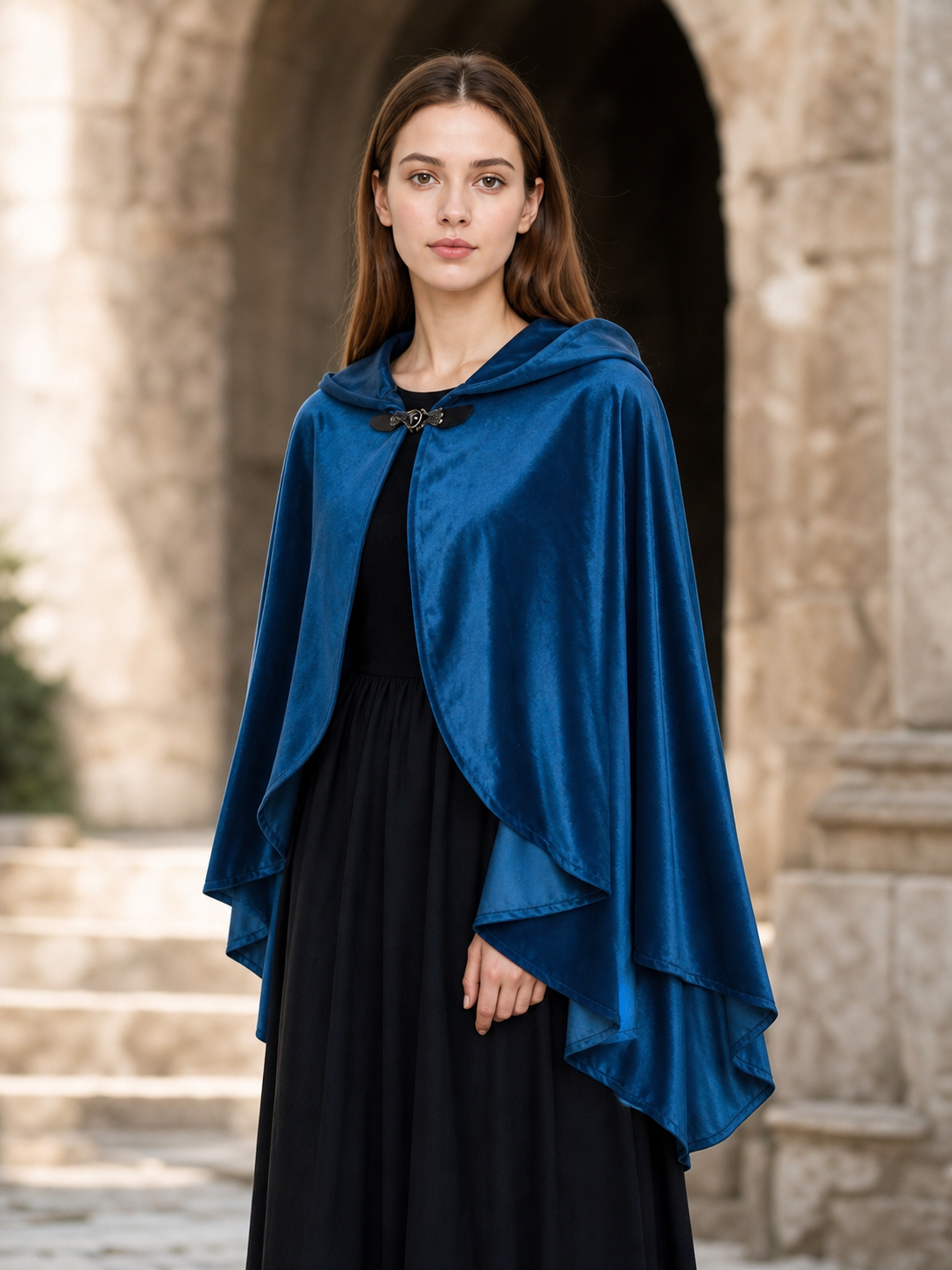 Blue Carnival Hooded Cape for Stage