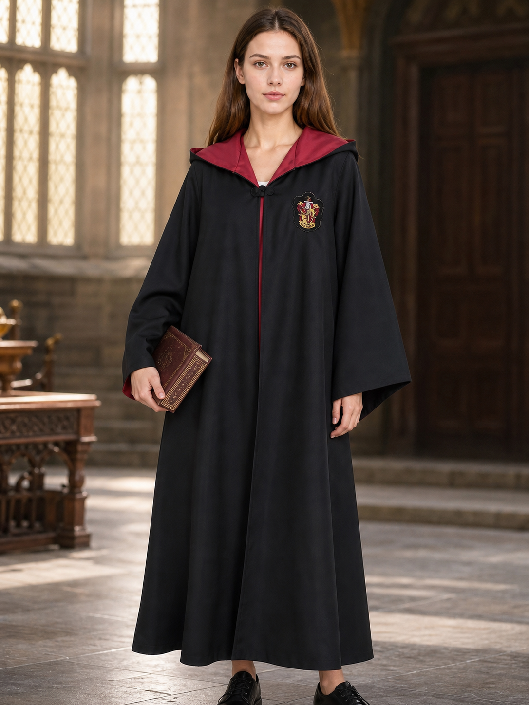 Hooded cosplay robe, tie included