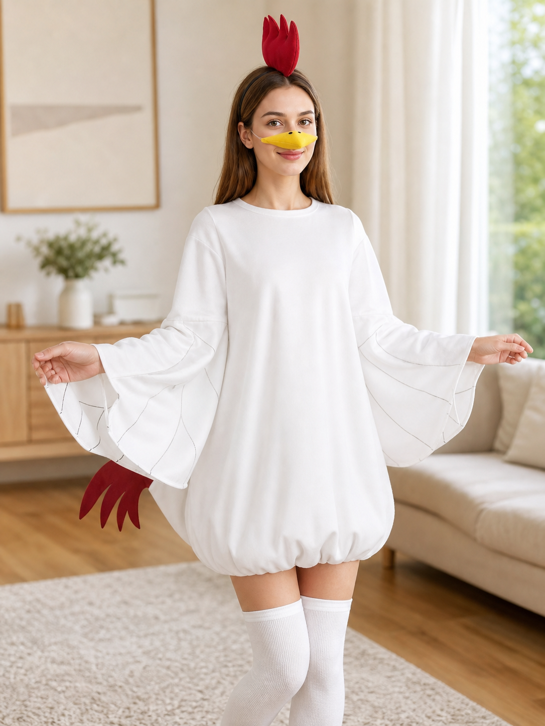 Adult Chicken Costume with Wings and Accessories