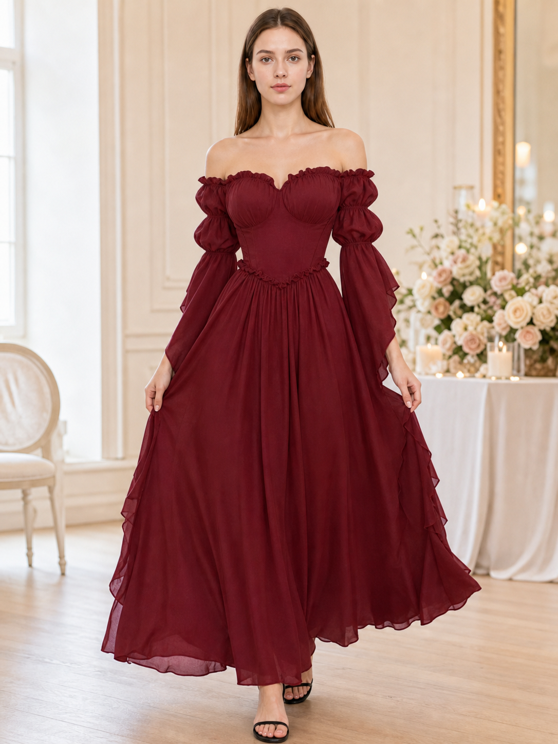 Long Vintage-Style Evening Dress