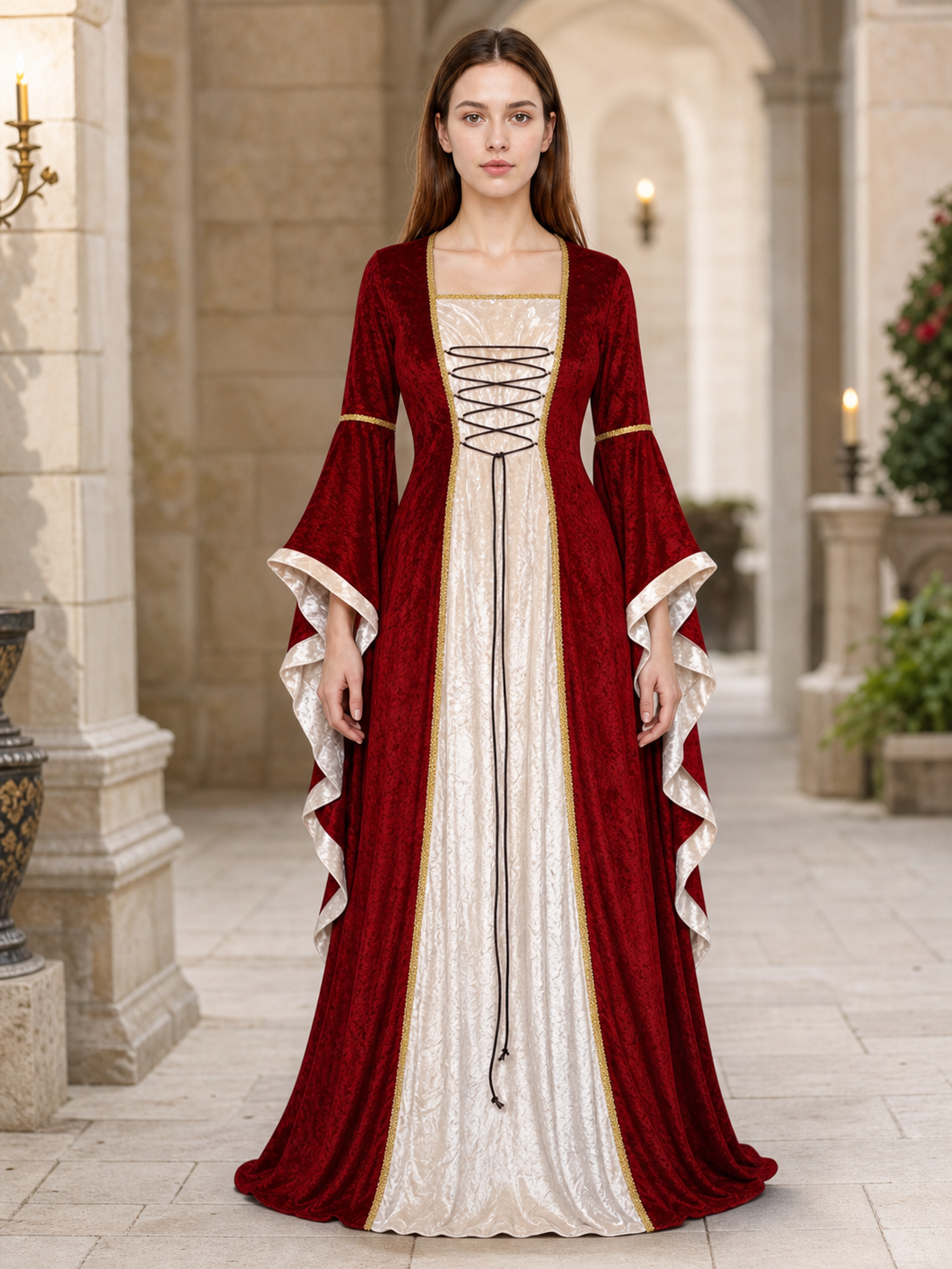 Medieval Renaissance Dress with Sleeves