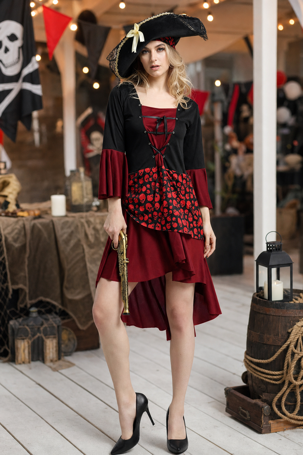 Halloween Pirate Costume with Hat and Dress