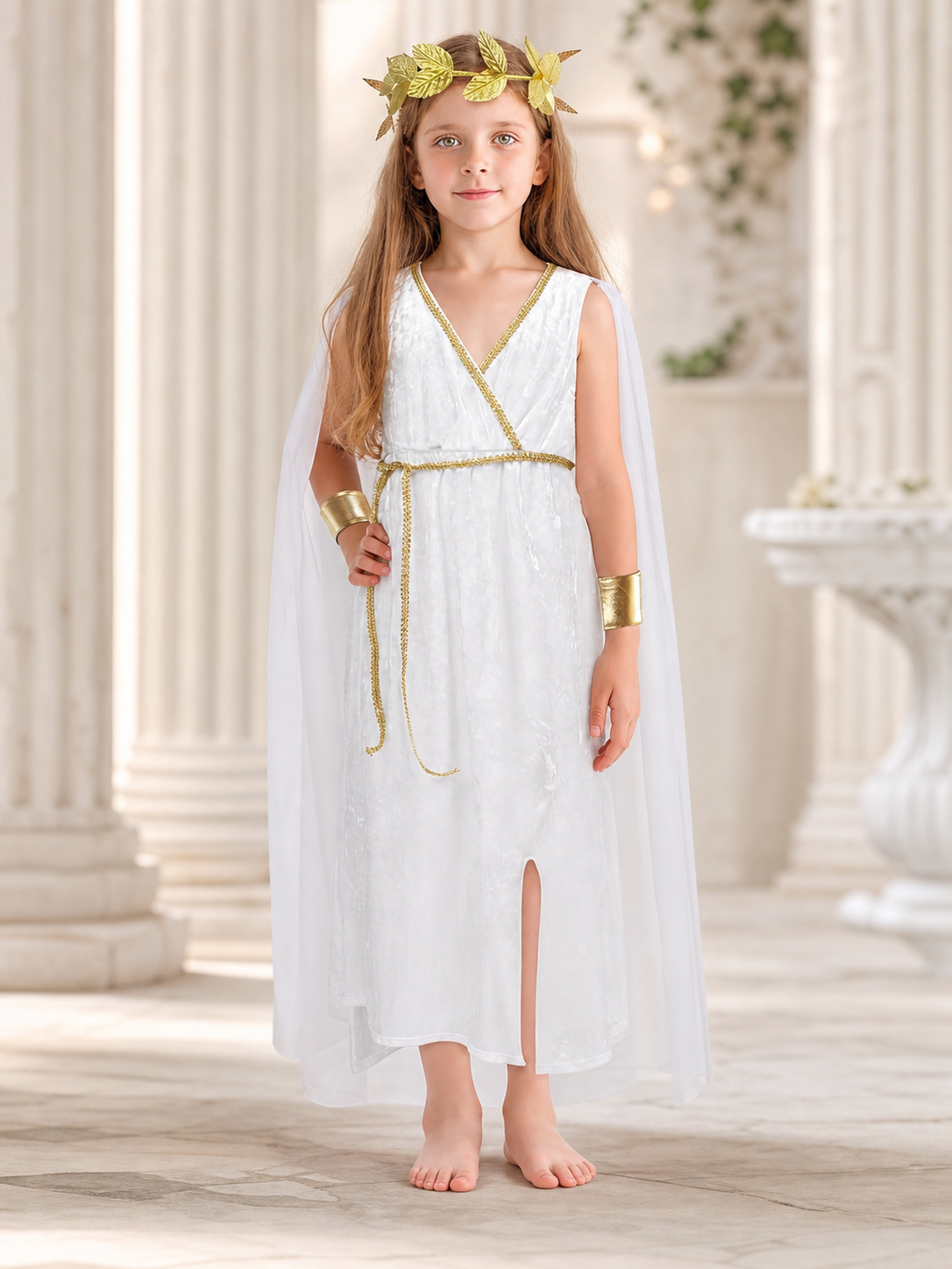 Ancient Greek Goddess Costume with Cape and Accessories