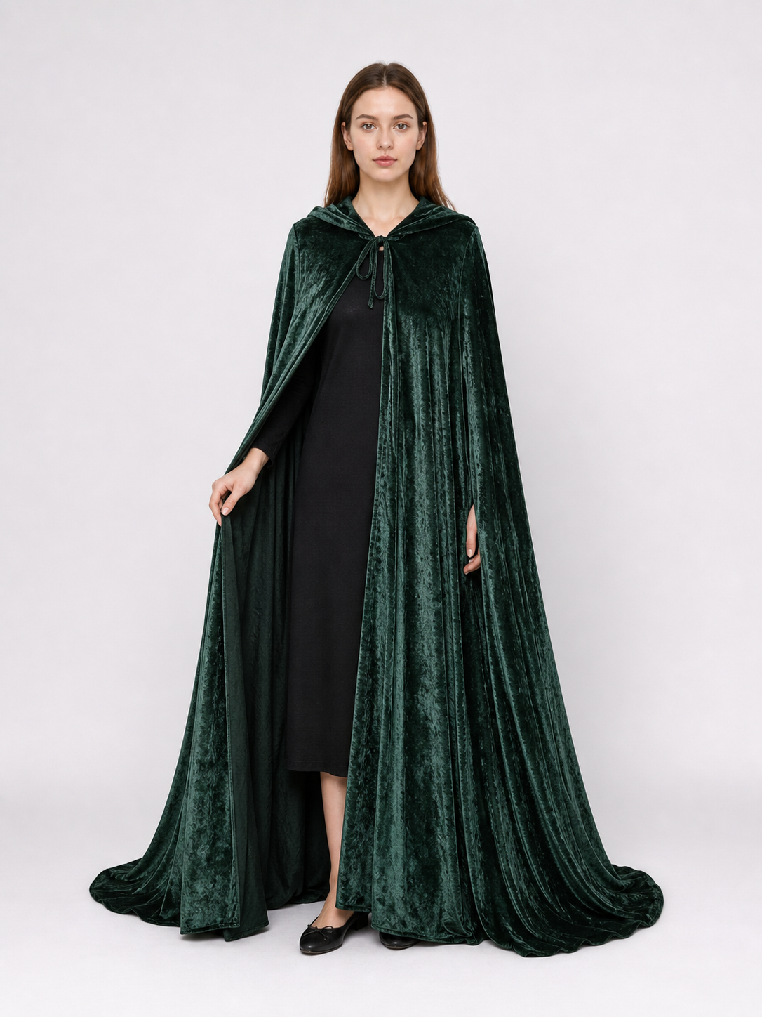 Hooded Dark Green Costume Cloak