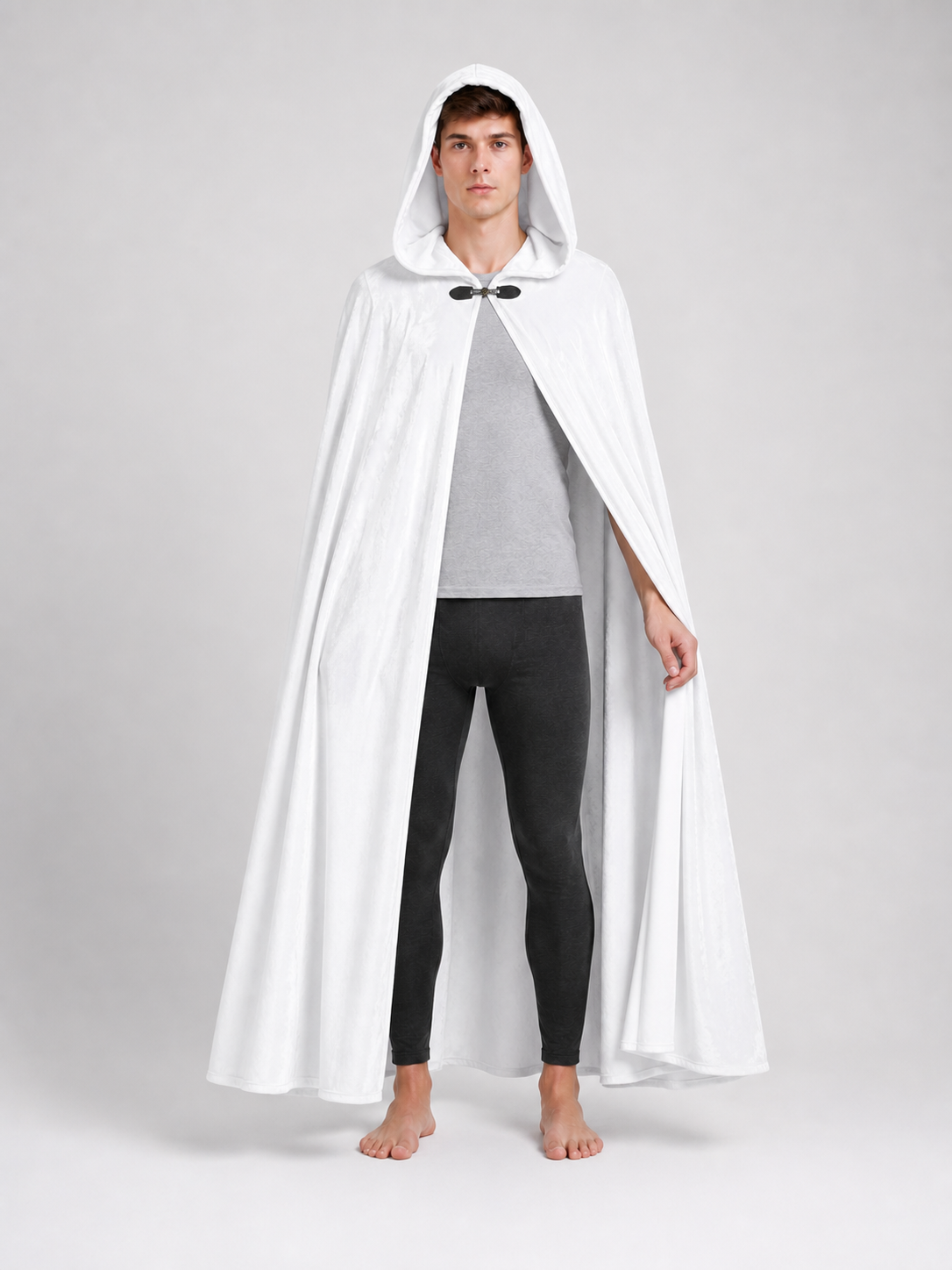 Long White Hooded Carnival Cloak
