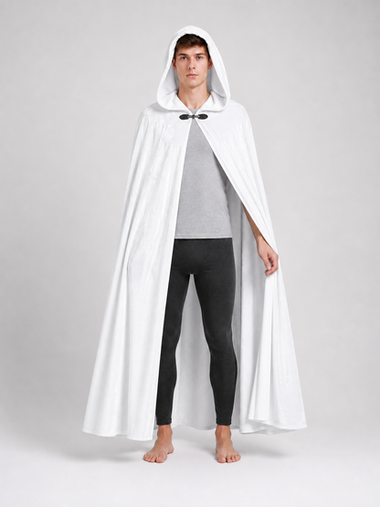 Long White Hooded Carnival Cloak