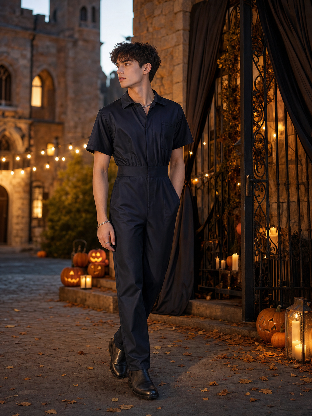 Practical children's short-sleeve jumpsuit