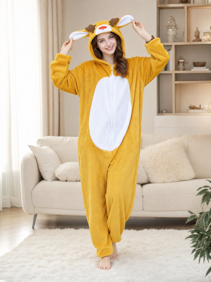 Plush Deer Costume with Hood and Ears
