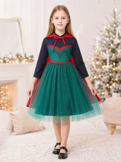 Children’s costume dress with a red cape, fairy-tale look