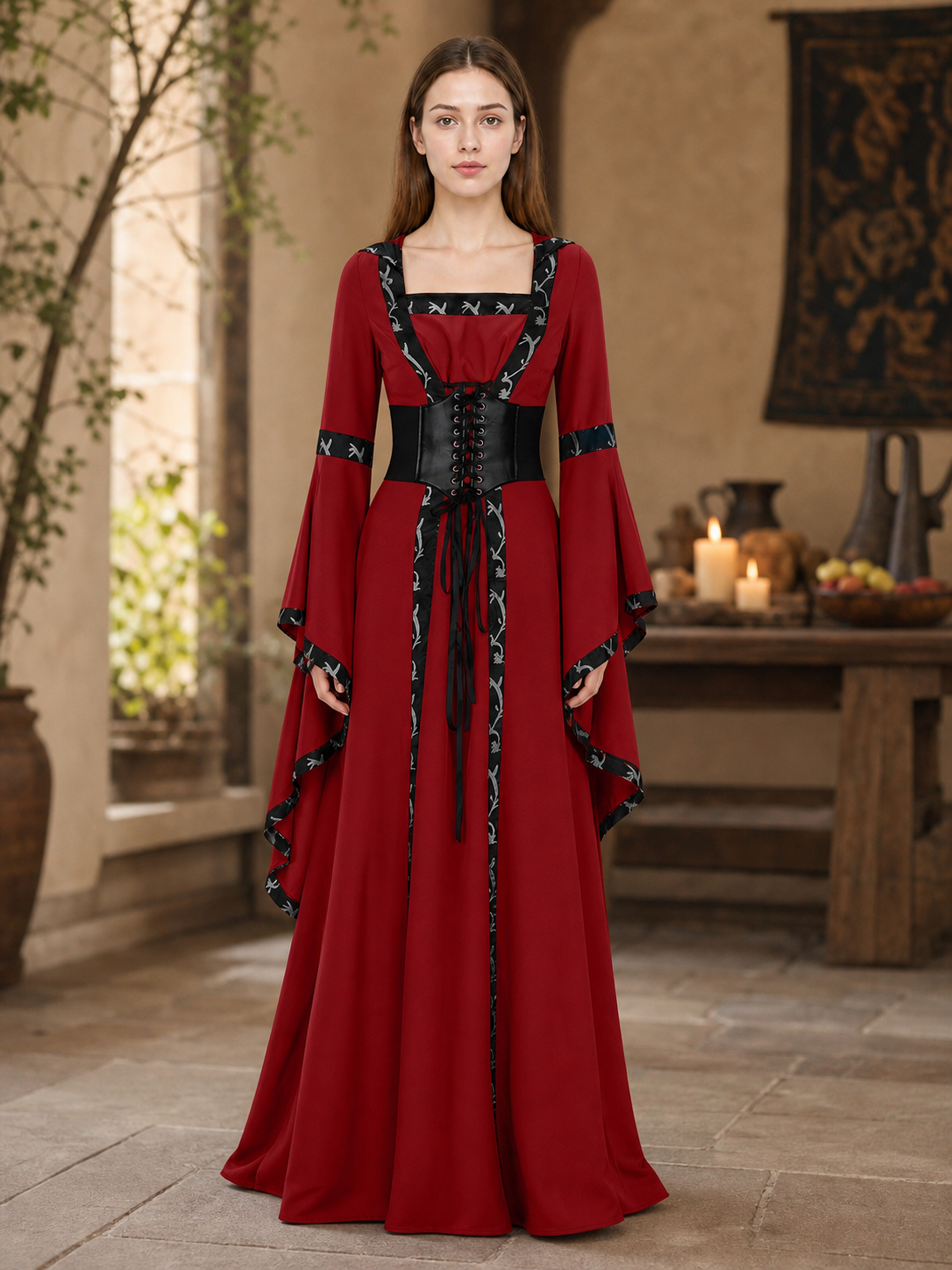 Gothic Medieval Hooded Dress
