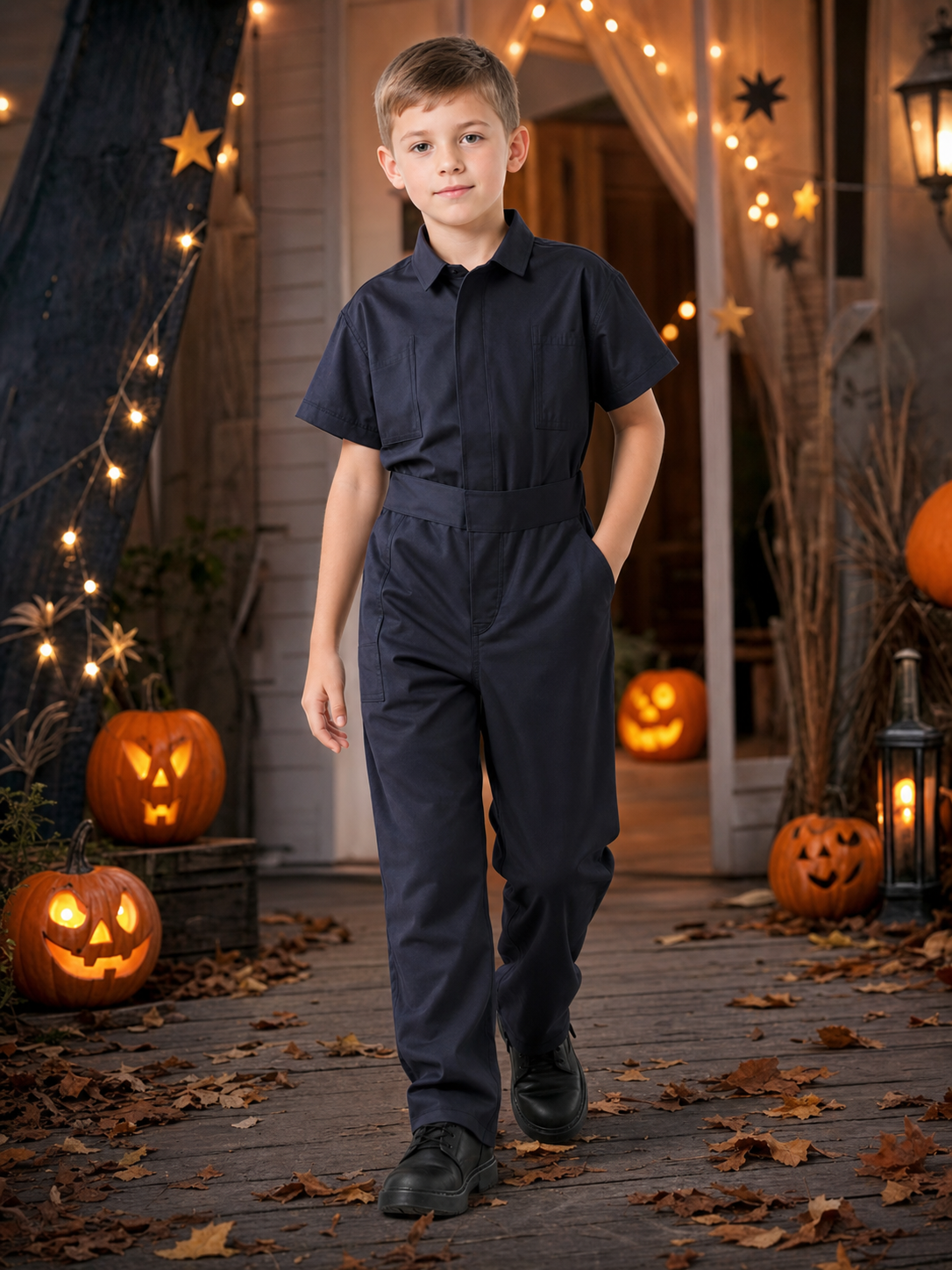 Practical children's short-sleeve jumpsuit