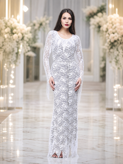 Floor-Length Lace Costume Dress for Halloween
