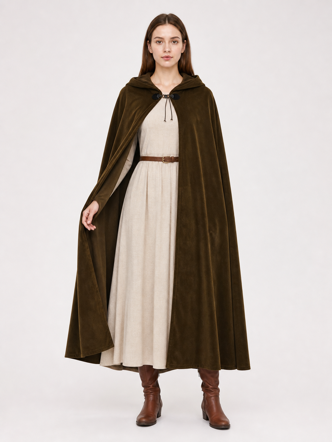 Brown Hooded Costume Cape