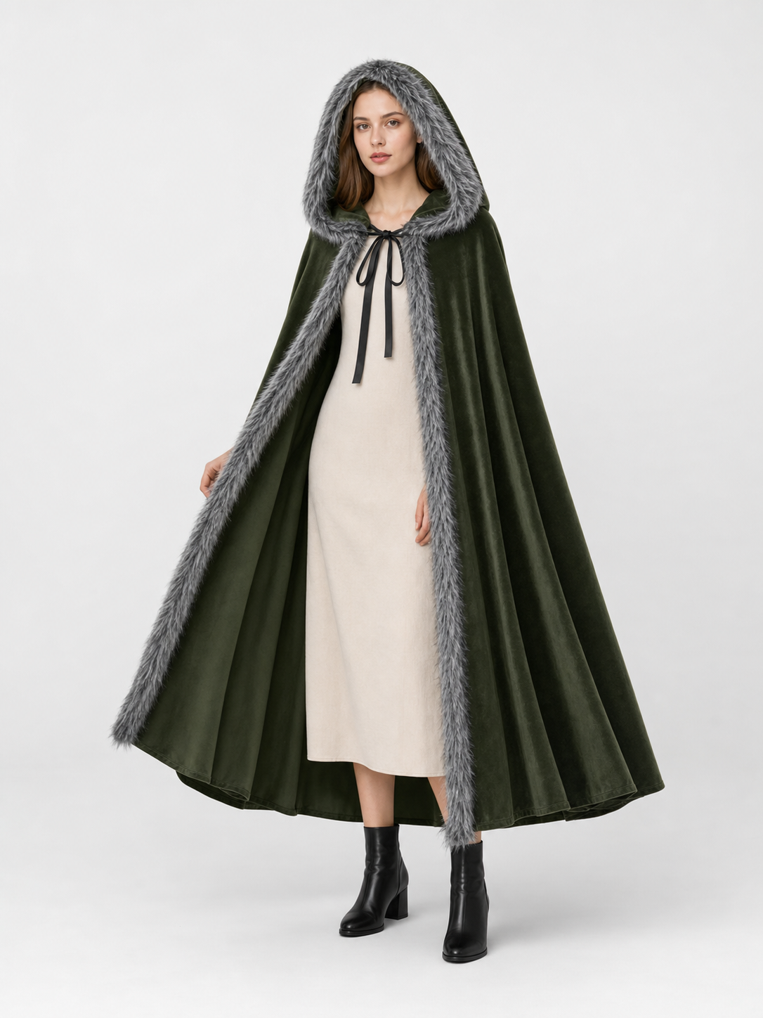 Olive Hooded Costume Cloak