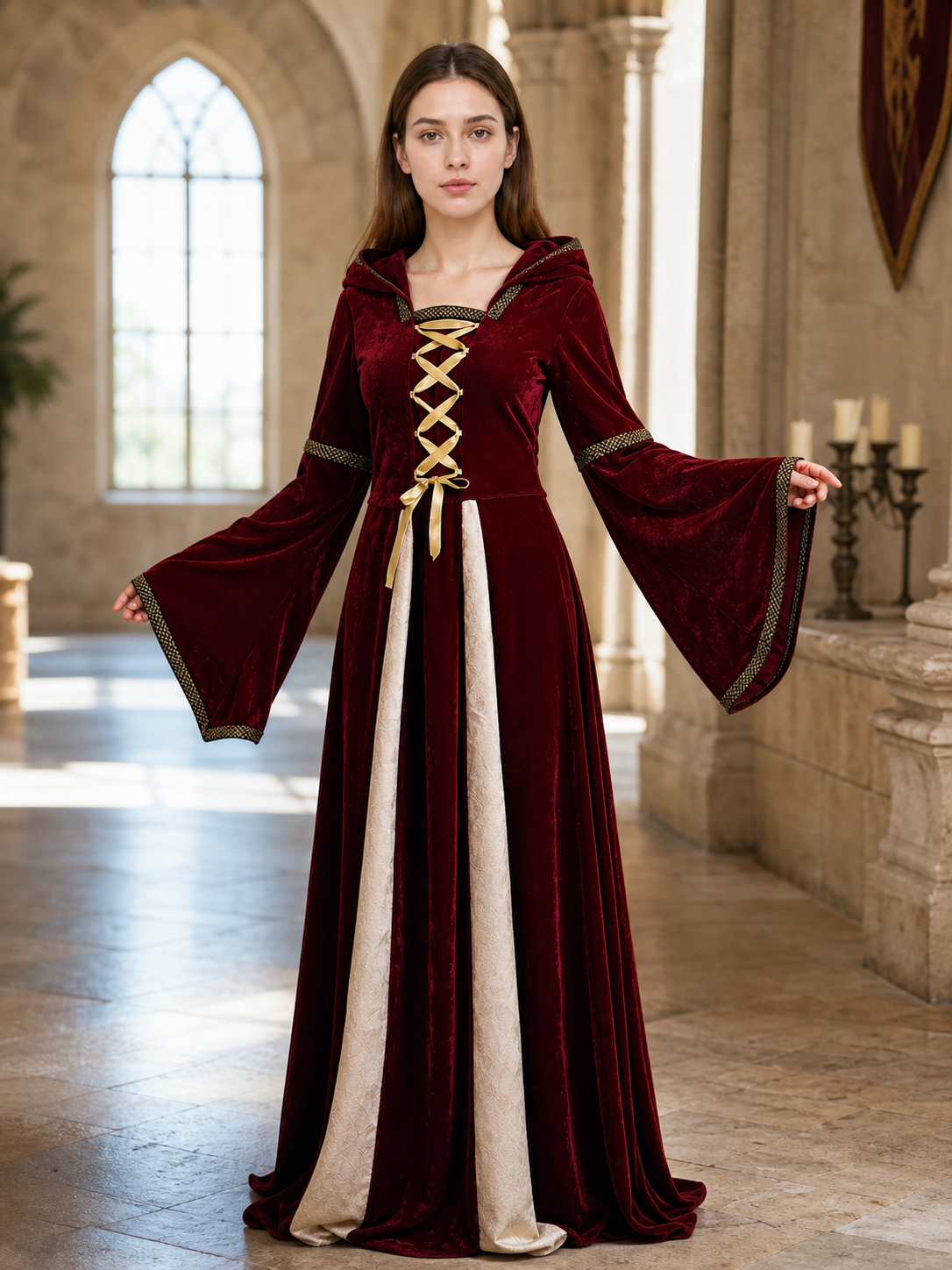 Medieval Hooded Dress, Gothic Style