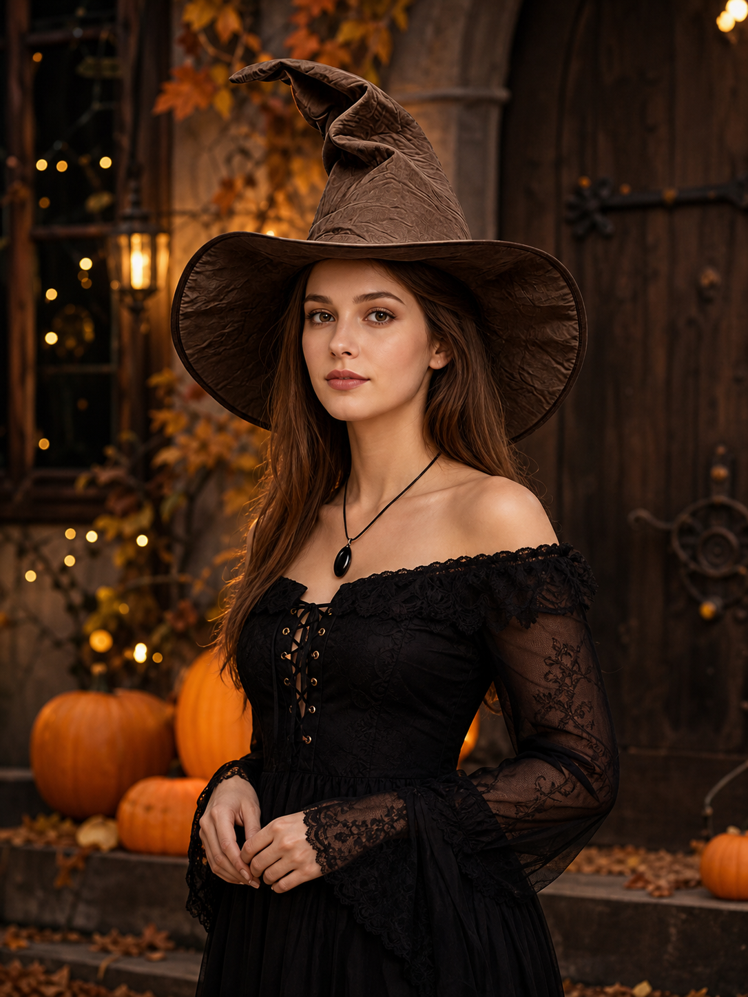 Carnival Witch Hat with Wide Brim