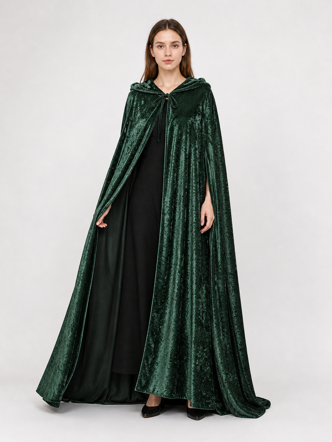 Hooded Dark Green Costume Cloak