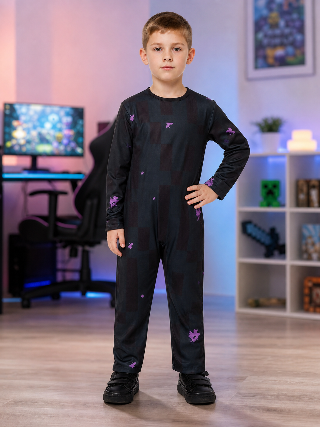 Minecraft Character Cosplay Costume, Black