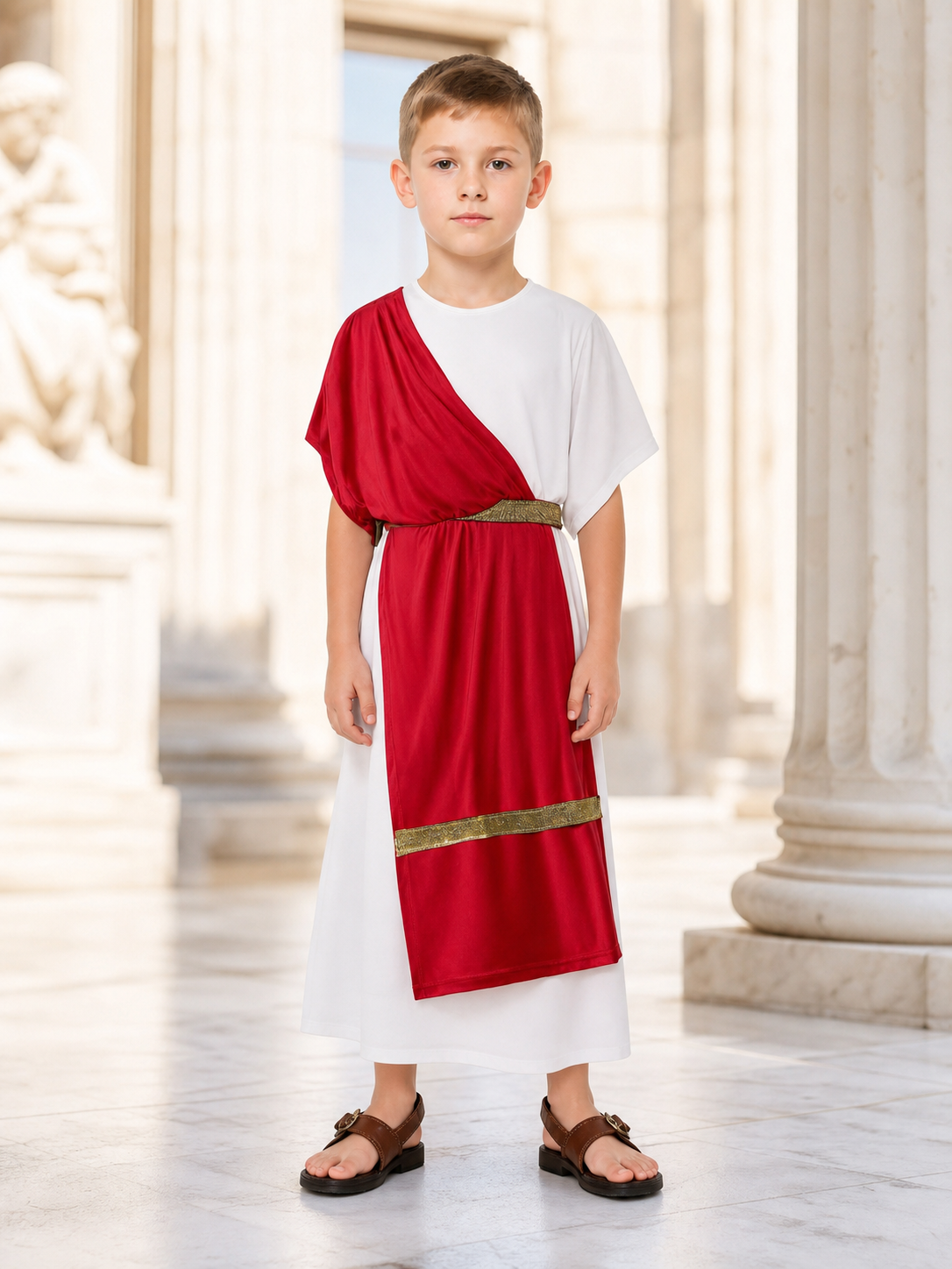 Ancient Greek Costume with Red and Gold Ribbons lifestyle view 2