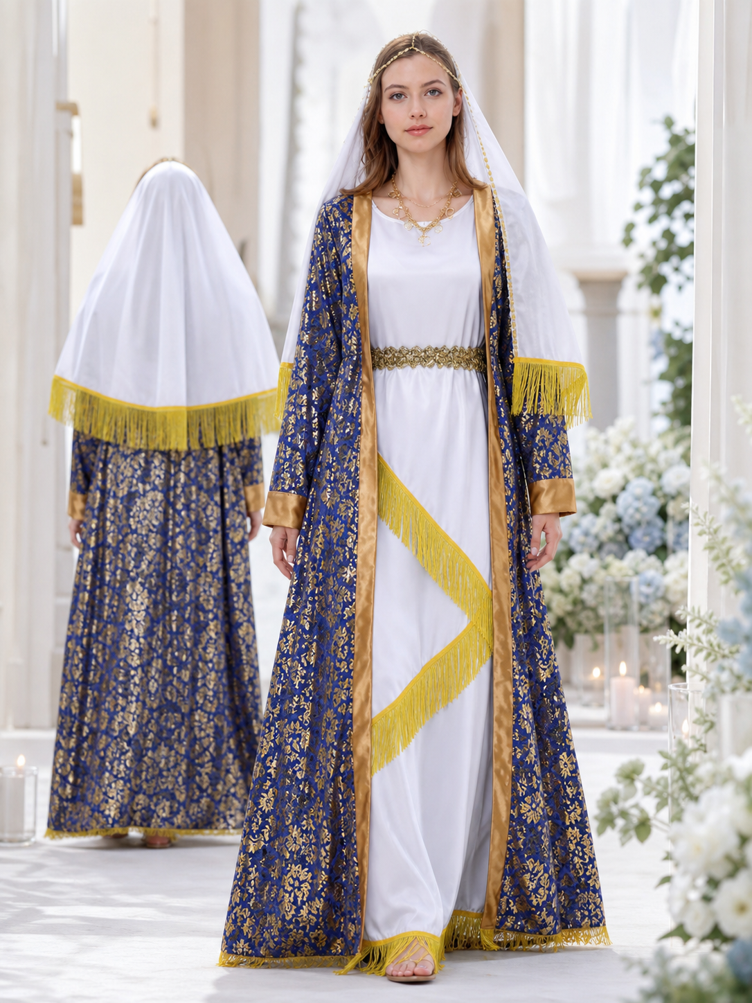 Carnival Costume: Long Dress with Cape and Veil