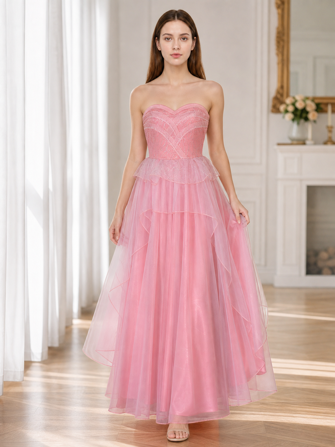 Glinda pink cosplay dress with a full skirt