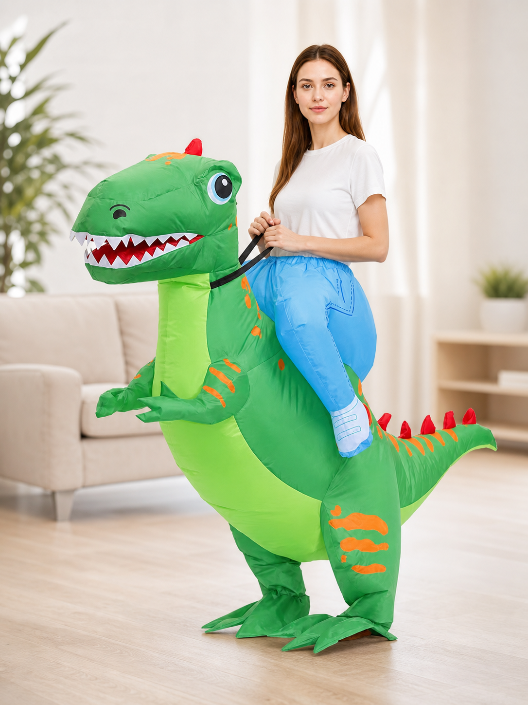 Inflatable dinosaur costume for parties and shows