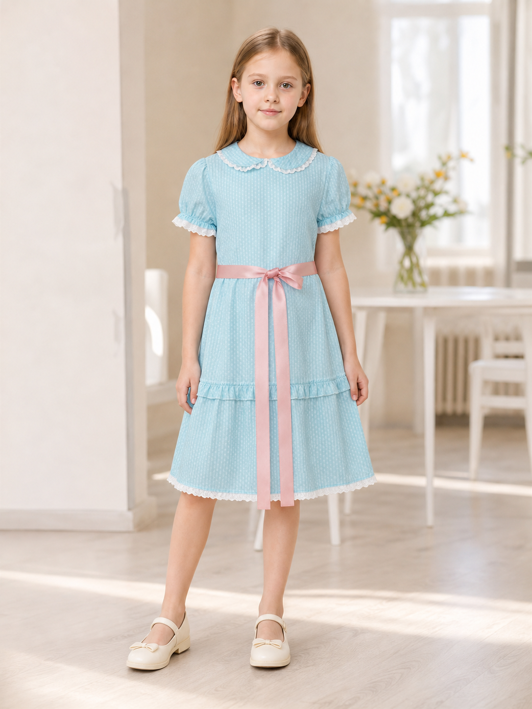 Shining Cosplay Dress with Collar and Sash