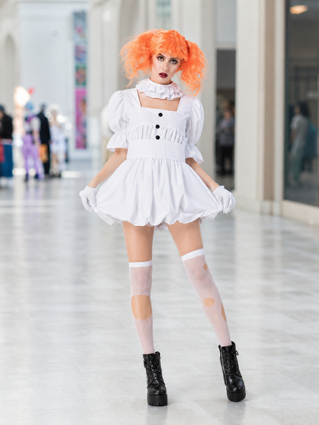 Clown Costume: Dress, Wig, and Gloves