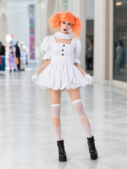 Clown Costume: Dress, Wig, and Gloves