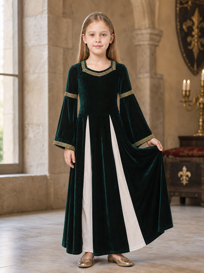 Medieval Floor-Length Dress with Bell Sleeves