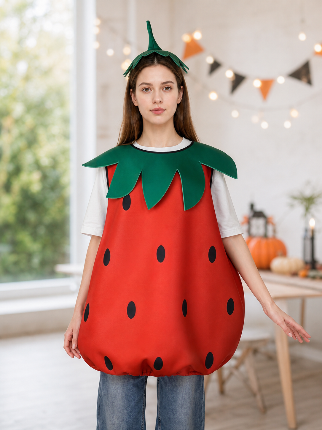 Adult Strawberry Costume with Mask