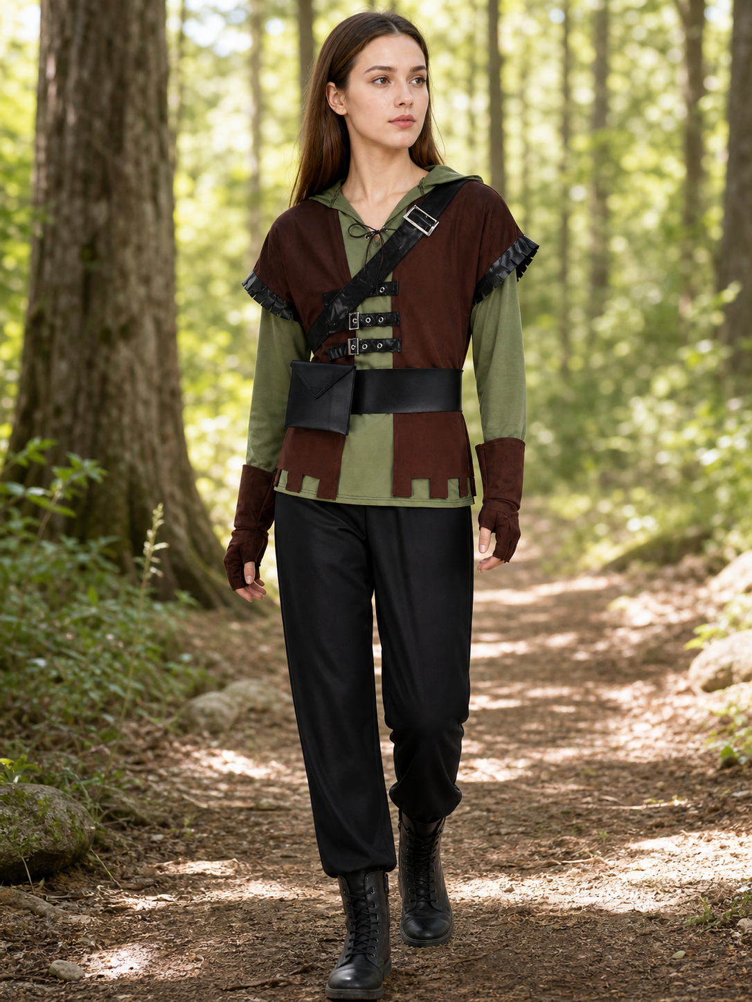 Green Arrow cosplay costume with vest and belt